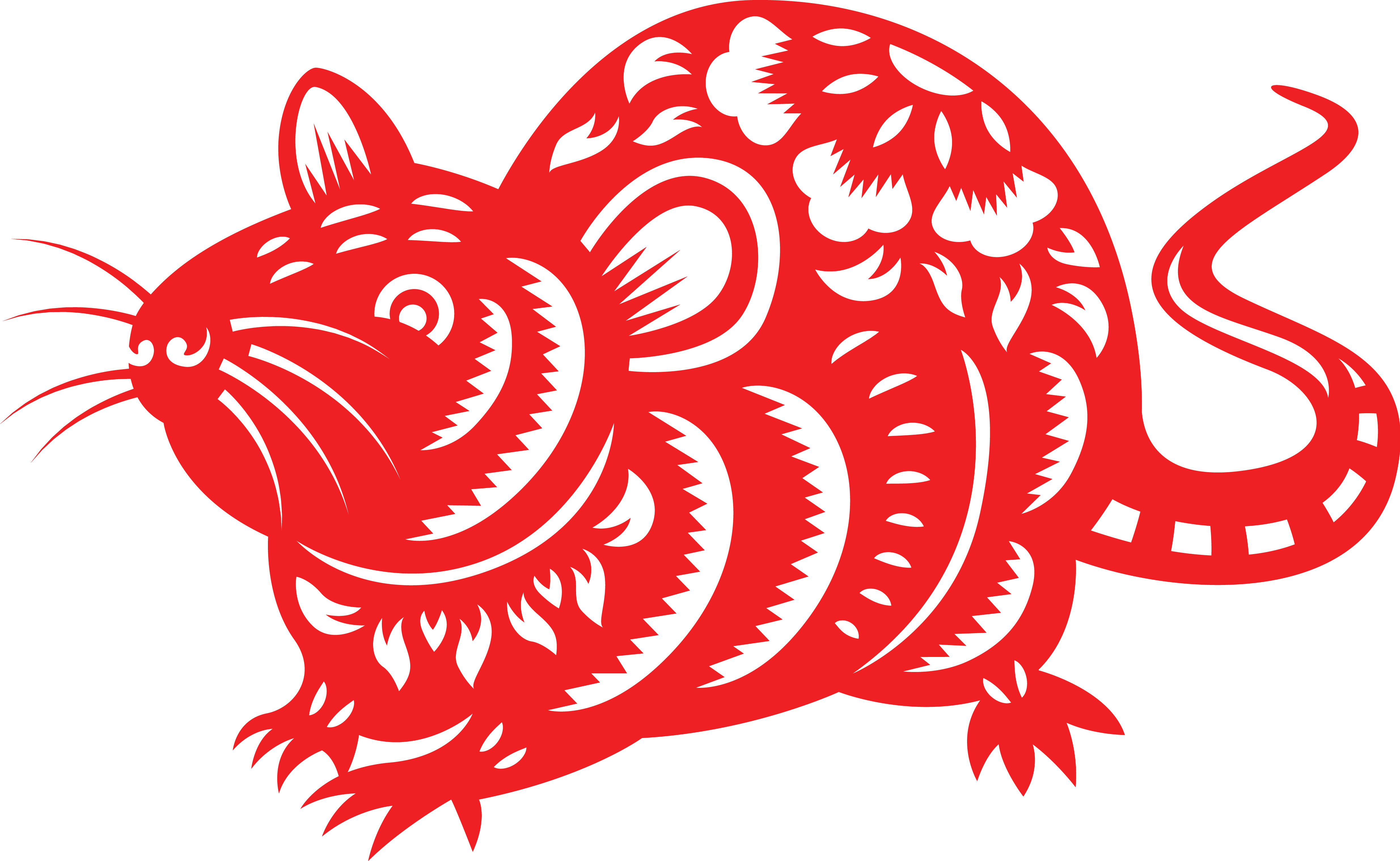 Red paper cut chinese rat zodiac isolate on white background vector design